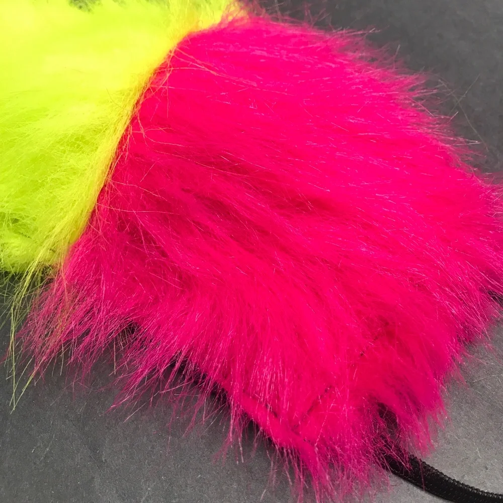 Pink Monster Fur Face Mask Green Cat Halloween Costume Animal Fuzzy Rave Fursuit